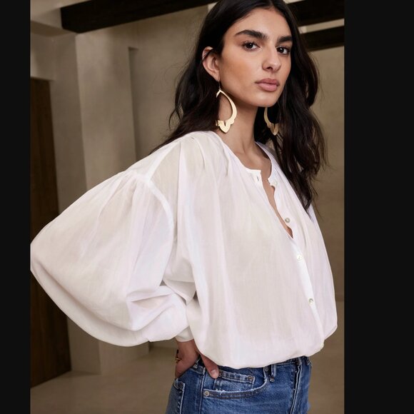 Banana Republic West Oversized Cotton-Silk Shirt - Picture 1 of 10